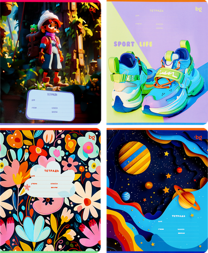 

Тетрадь Биджи 18 л, клетка, Super Mix-20