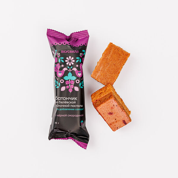 Батончик из белевской яблочной пастилы с черной смородиной 35г