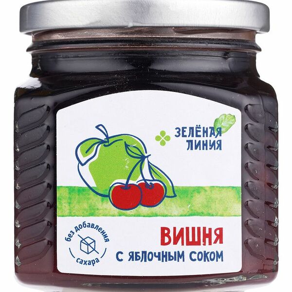 Варенье вишня с яблочным соком без сахара Зелёная Линия 300 г
