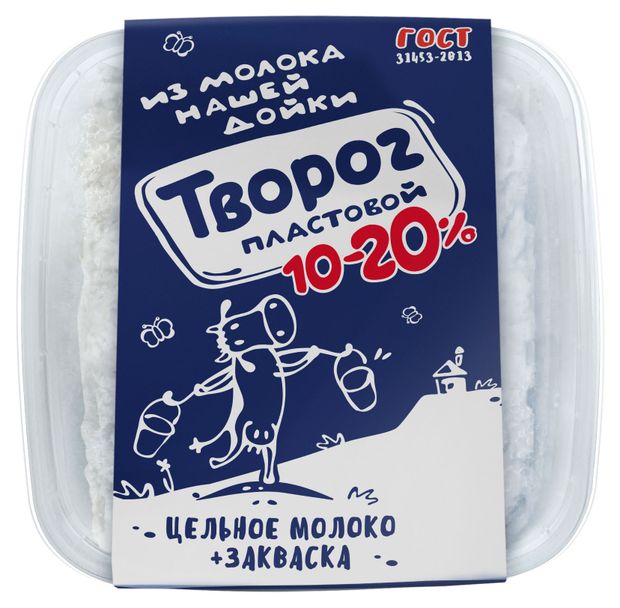 

Творог пластовой Нашей дойки 10-20%, 350г