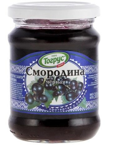 Ягода протертая с сахаром ТОГРУС чёрная смородина ст/бан 300г