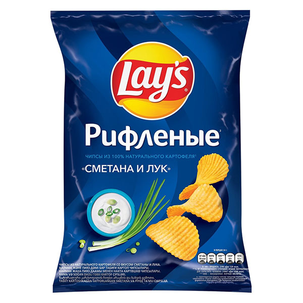 

Картофельные чипсы Lay's рифленые Сметана и лук 225 г