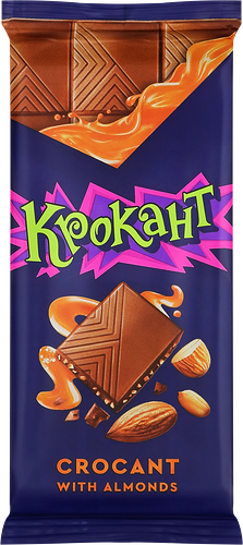 Шоколад молочный Крокант с миндалем и соленой карамелью 90 г