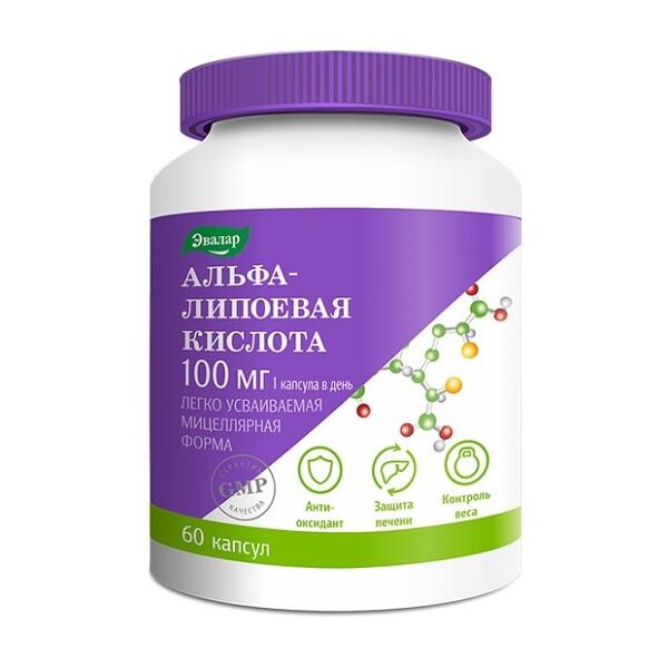 Эвалар Anti-age Альфа-липоевая кислота капсулы 100 мг 60 шт.