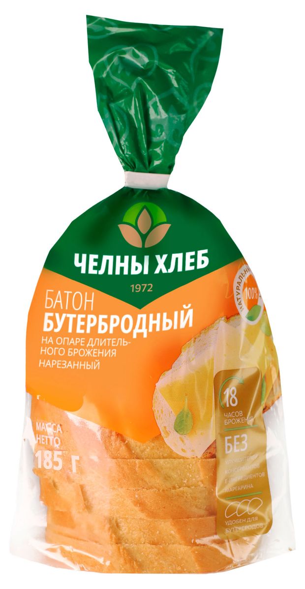 

Батон Челны-Хлеб Бутербродный в нарезке 185 г