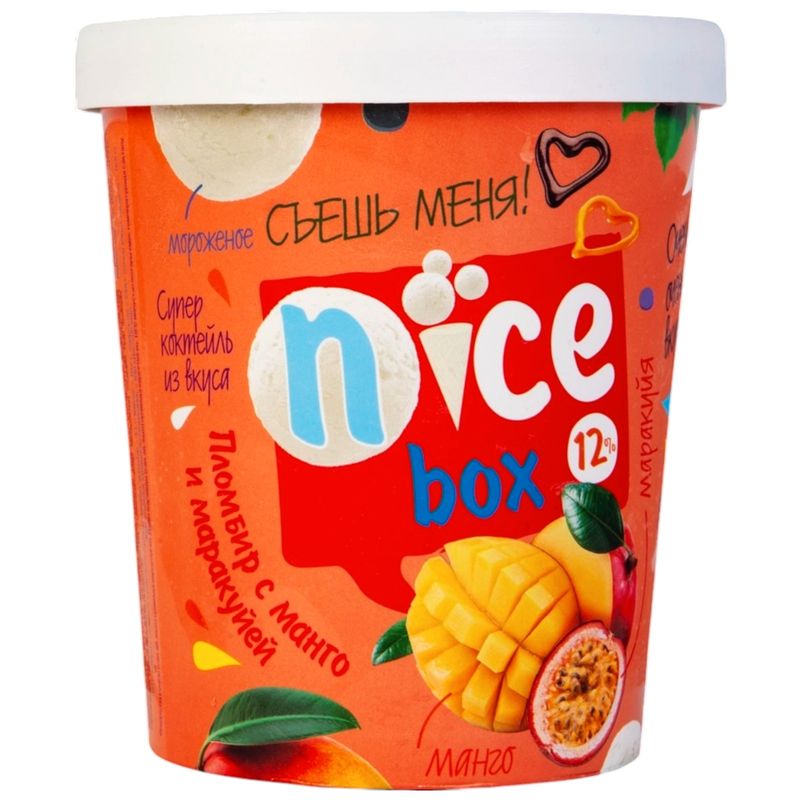 

Мороженое пломбир Nice box Манго Маракуйя 12% 450 г
