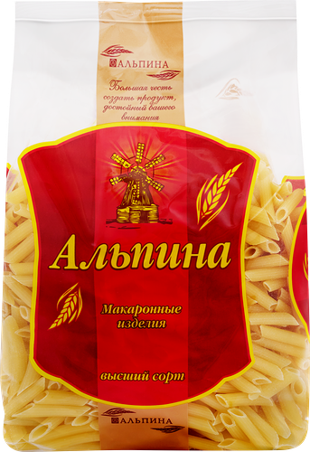 Макароны Альпина Перья, группа В высший сорт, 900 г