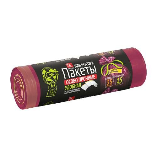 Мешки для мусора Grifon Overlap Особо прочные с завязками 35 л 15 шт