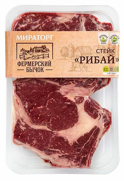 Стейк из мраморной говядины Мираторг Рибай Фермерский бычок 500 г