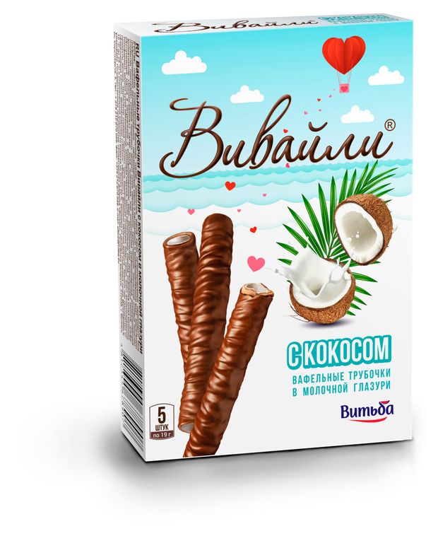 

Трубочки вафельные Вивайли с кокосом в молочной глазури 95 г