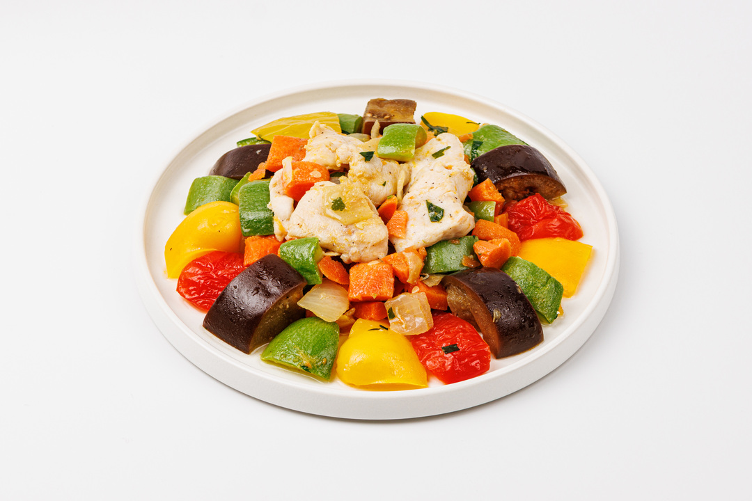 

Соте из курицы с овощами ВкусВилл замороженное 500 г