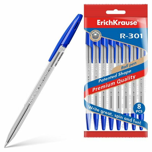 Набор ручек ErichKrause шариковых синих 1мм, 8 шт