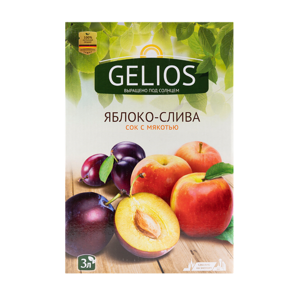 Сок Gelios Яблоко-Слива прямого отжима 100% 3 л