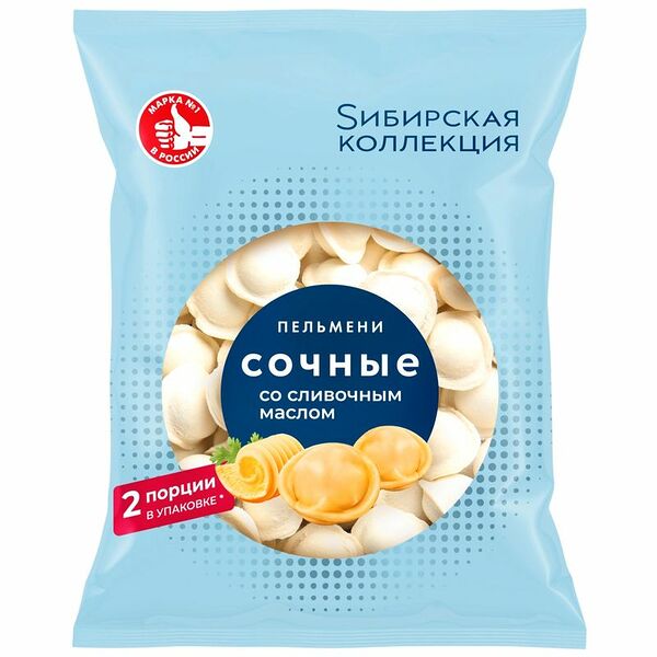 Пельмени Сибирская коллекция Сочные со сливочным маслом категории В, 360 г