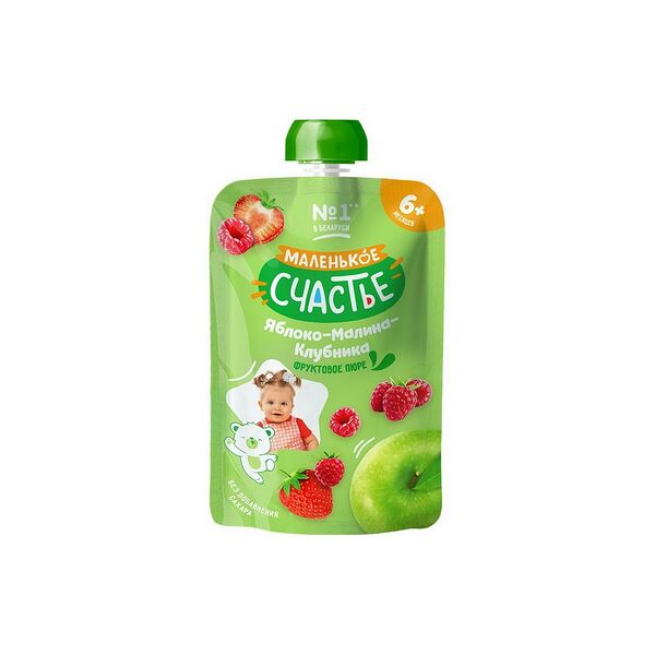 Пюре фруктовое Маленькое счастье ябл малин клубн 90г гуалапак ДП