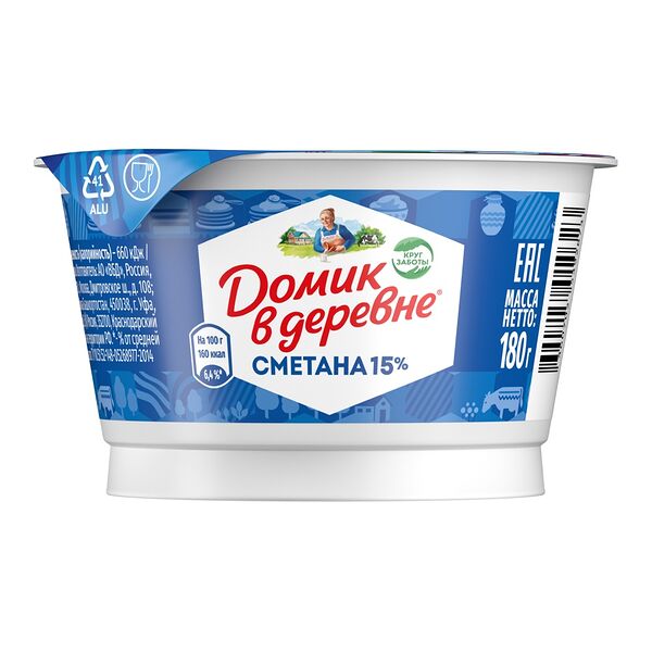 Сметана Домик в деревне 15% 180 г