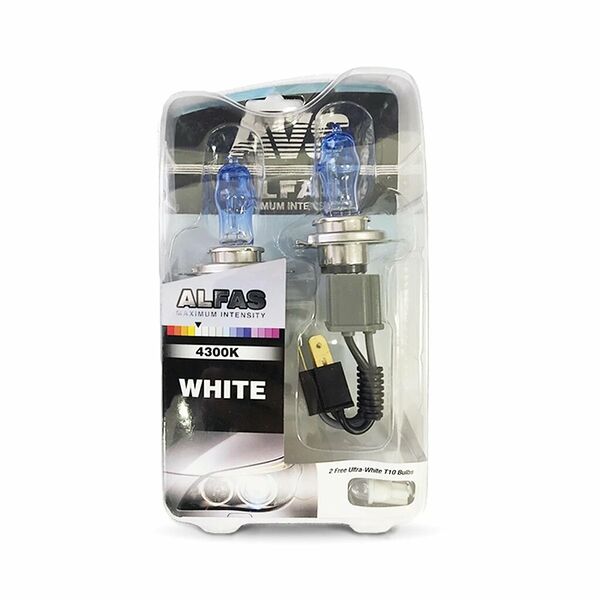 Газонаполненные лампы AVS ALFAS Maximum Intensity 4300K H4 12V 75/85W, комплект 2+2 (W5W) шт.