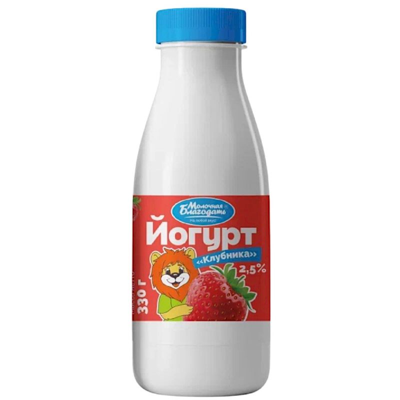 

Йогурт питьевой Молочная Благодать Клубника 2.5% 330 г