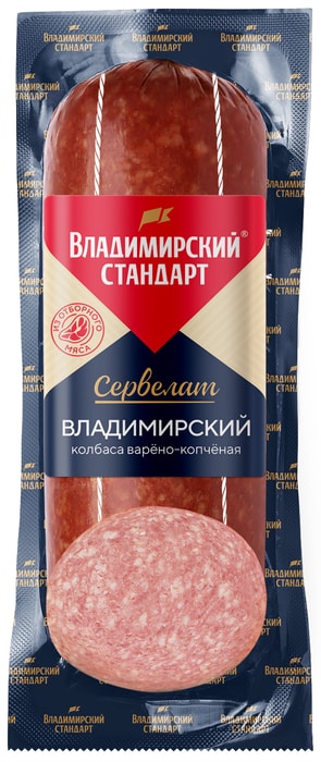 

Колбаса Владимирский Стандарт Сервелат Владимирский варено-копченый 350г