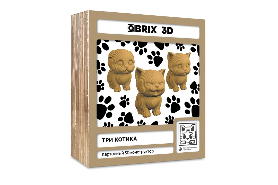 

Конструктор Qbrix Картонный 3d Три котика