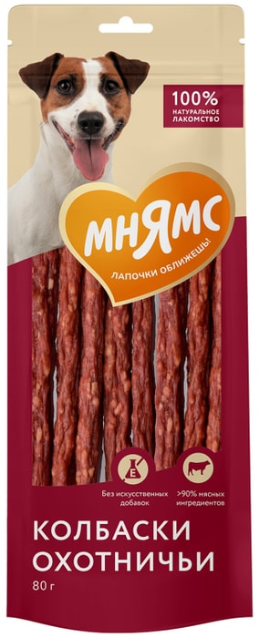 

Лакомство для собак Мнямс Колбаски Охотничьи 80 г