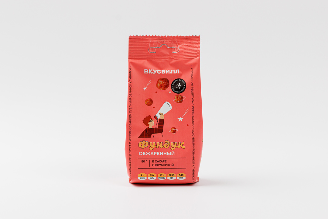 

Фундук ВкусВилл обжаренный в сахаре с клубникой 80 г