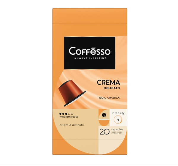 Кофе в капсулах Coffesso Crema Delicato жареный молотый 5 г x 20 шт.