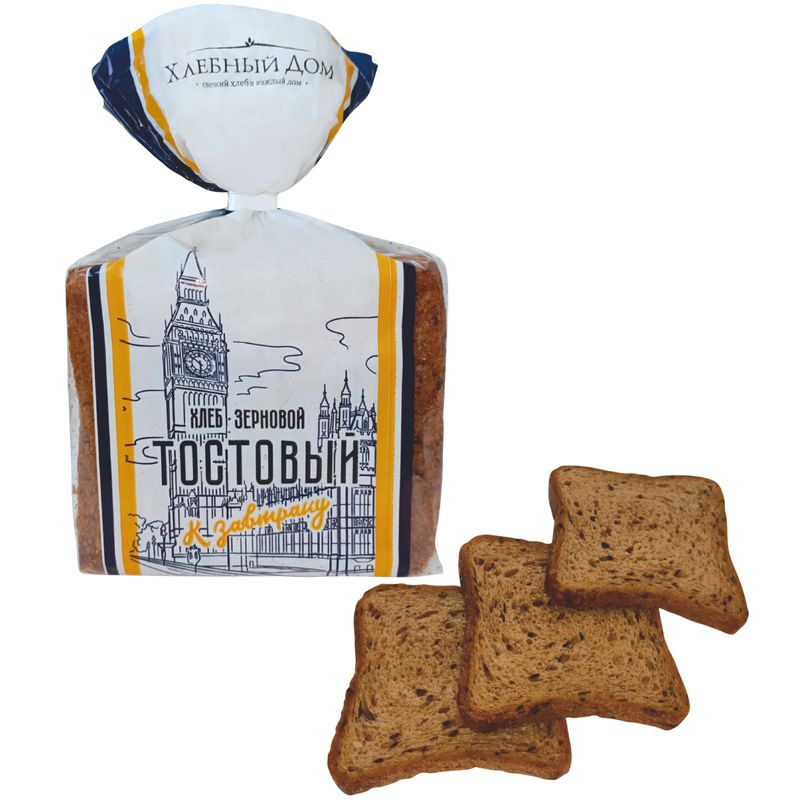

Хлеб Хлебный дом Тостовый к завтраку зерновой в нарезке 340 г
