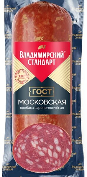 Колбаса Владимирский стандарт Московская варено-копченая 350г