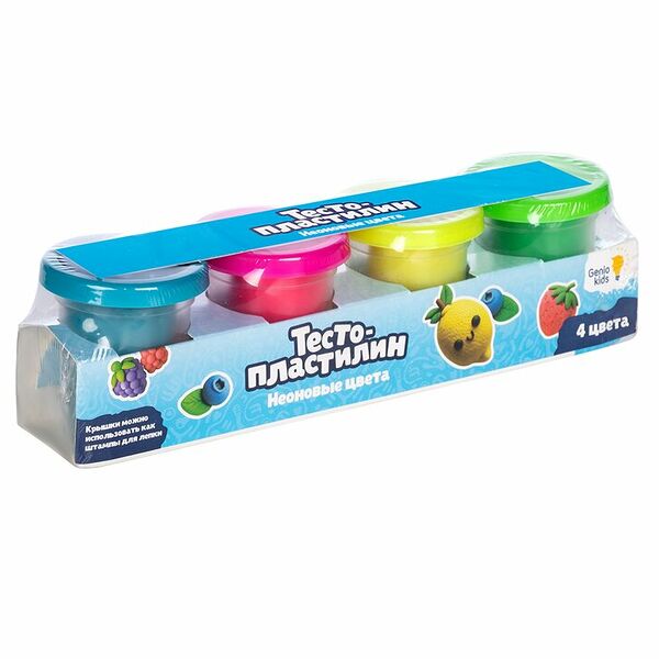 Набор для детского творчества: Тесто-пластилин 4 цвета, неоновые цвета