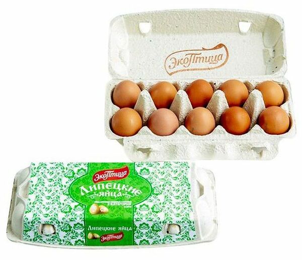Яйцо куриное Экоптица Липецкое С2 коричневое 10шт