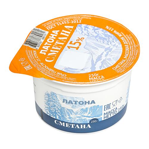 

Сметана Латона 15%, без змж, 250 г