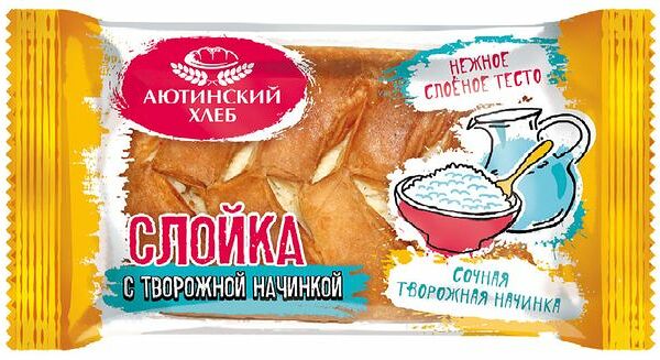 Слойка Аютинский Хлеб с творогом, 70г