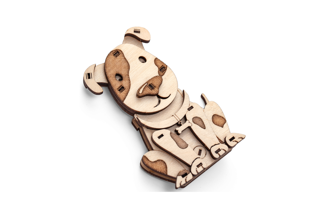 

Деревянный конструктор 3d пазл Drovo Щенок дружок