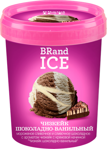 

Мороженое BRandICE Чизкейк шоколадно-ванильный, с ароматом чизкейка с кремовой начинкой, без змж, пластиковый стакан, 250 г