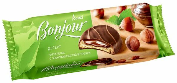 Печенье Bonjour Konti c ореховой пастой в глазури 200 г