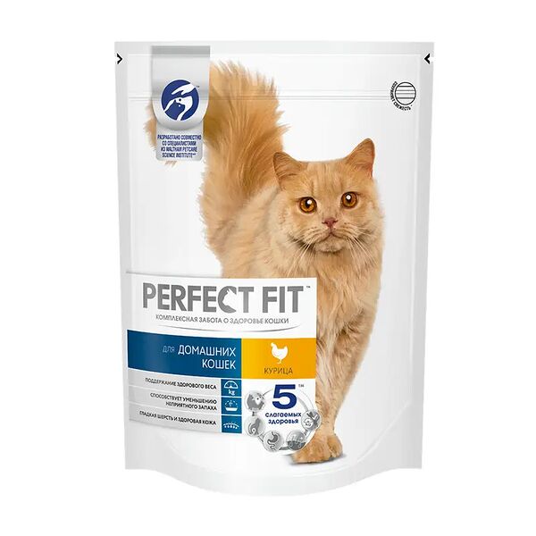 Сухой корм для домашних кошек, Perfect Fit, курица, 650 г