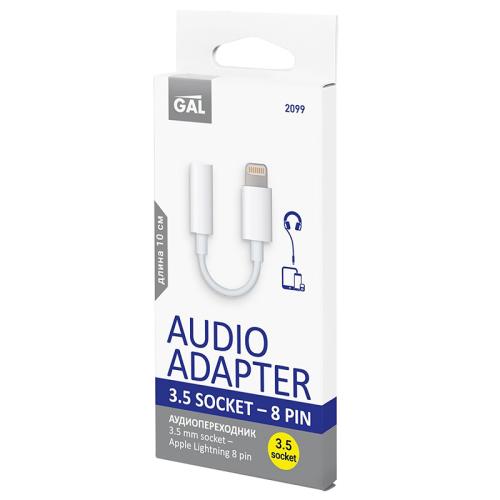

Аудиопереходник Gal 2099 3.5 mm socket Apple Lightning 8pin 10 см
