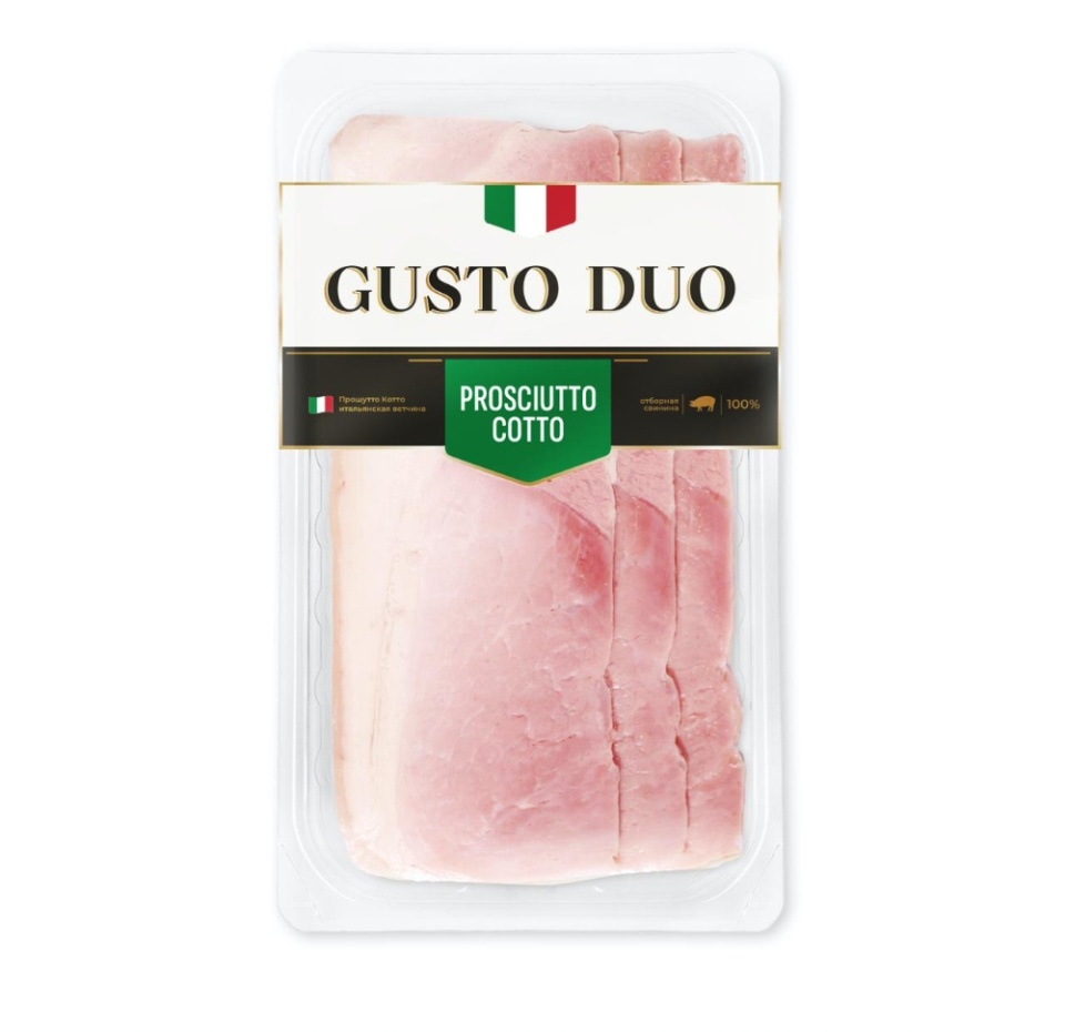

Ветчина копчено-вареная Прошутто Котто Gusto Duo нарезка 200 г