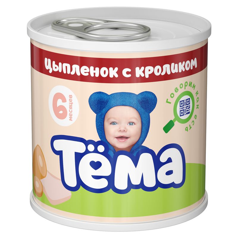 

Пюре мясное Тема Цыпленок с кроликом с 6 месяцев 90 г