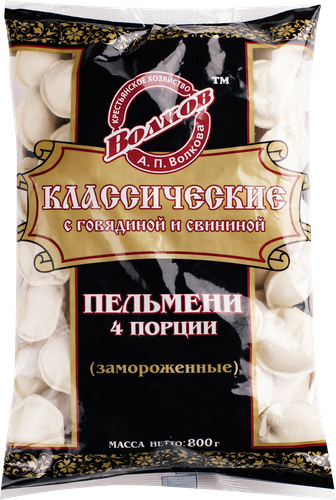 

Пельмени Волков Классические с говядиной и свининой категория Б 800 г