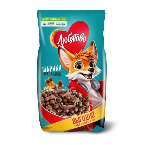 Завтраки готовые Любятово Шарики шоколадные 500 г