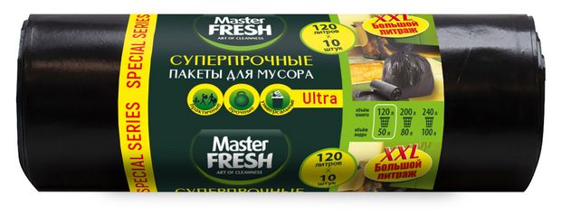 

Пакеты для мусора Master Fresh суперпрочные 120 л 10 шт