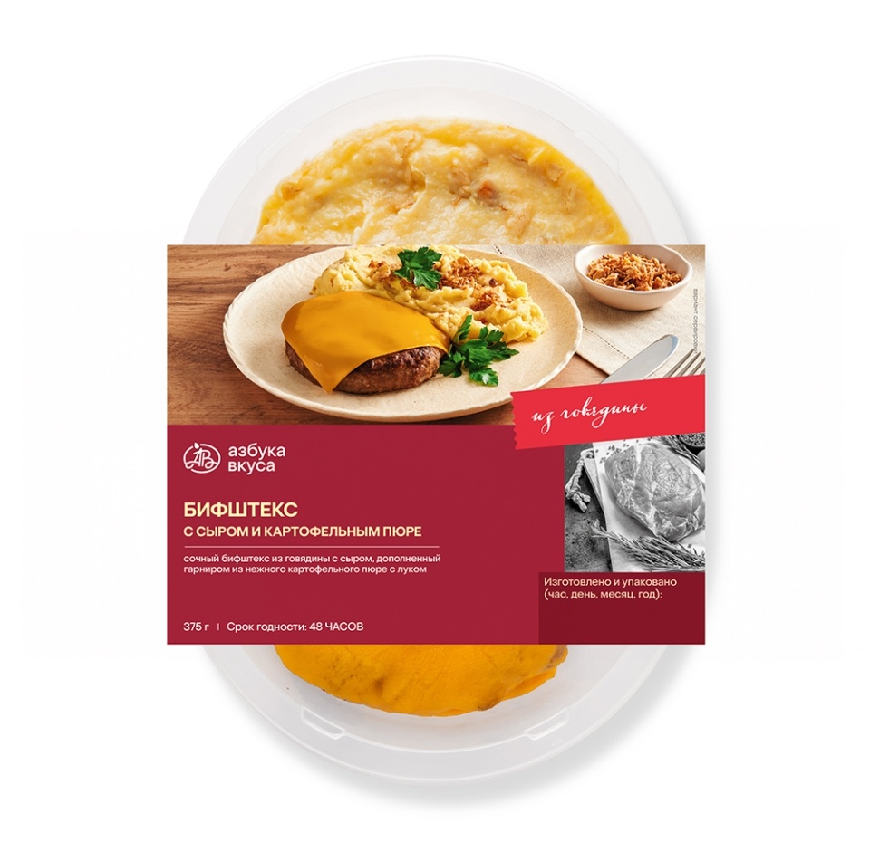 

Бифштекс с сыром и картофельным пюре Азбука Вкуса 375 г