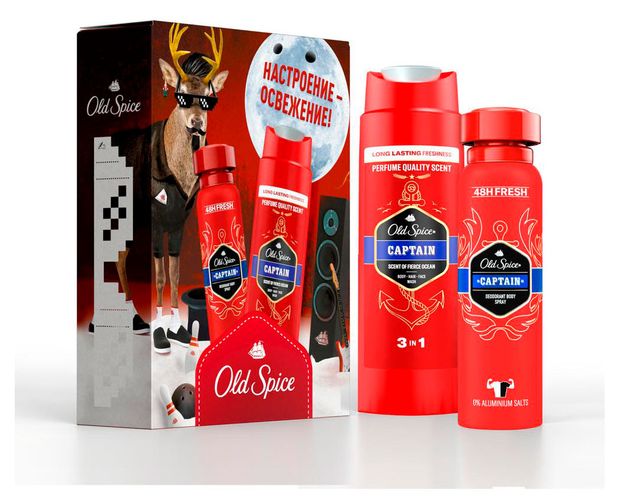 

Подарочный набор Old Spice Capitan Дезодорант 150 мл + Гель для душа 250 мл, упаковка в ассортименте, 1 шт