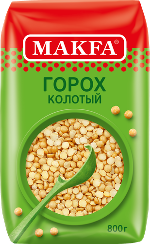 

Горох Makfa колотый шлифованный 800 г