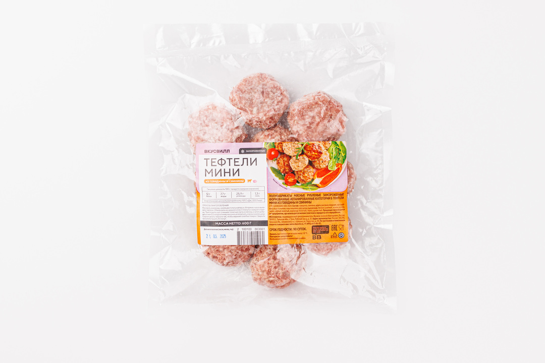 

Тефтели мини ВкусВилл из говядины и свинины замороженные 600 г