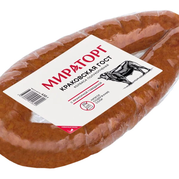 Колбаса полукопчёная Краковская Мираторг 430 г