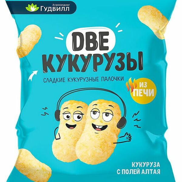 Кукурузные палочки Гудвилл Две кукурузы с сахарной пудрой 80 г