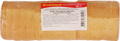 

Хлеб пшеничный Хлебодар Тостовый нежный в нарезке 280 г